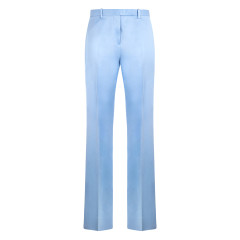 Straight pants in cotton and silk blend