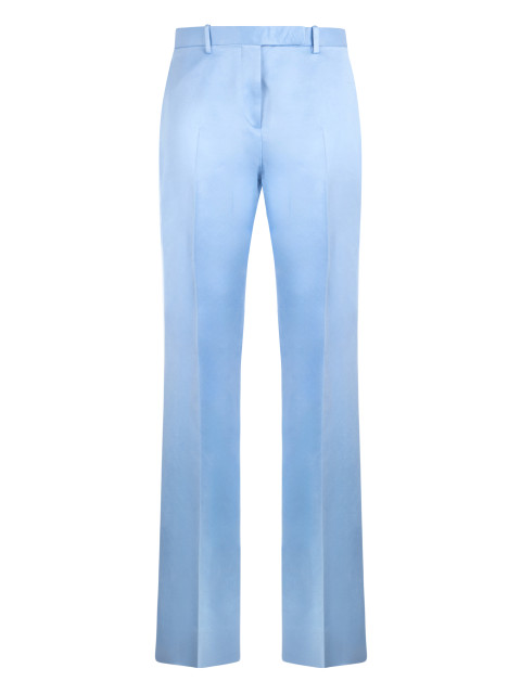 Straight pants in cotton and silk blend