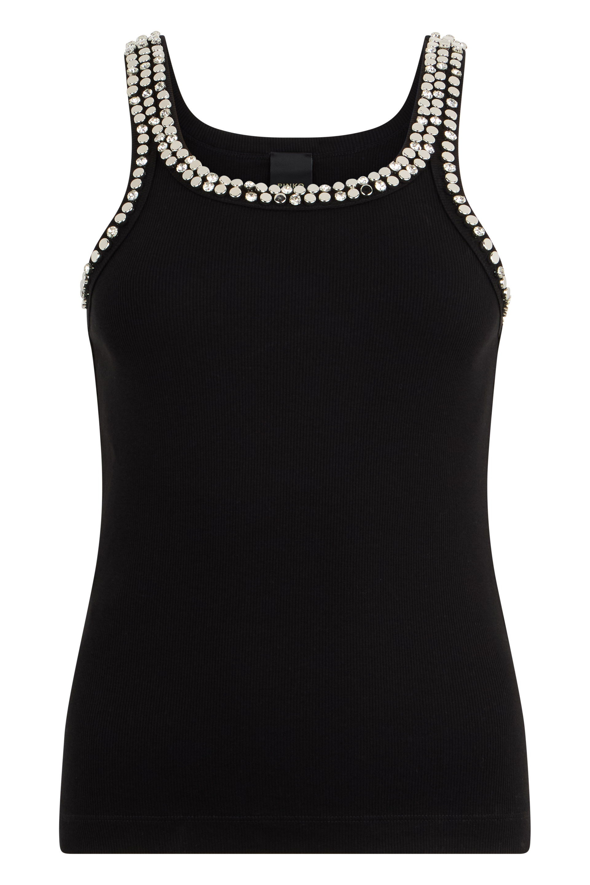 Striped top with jewel embroidery