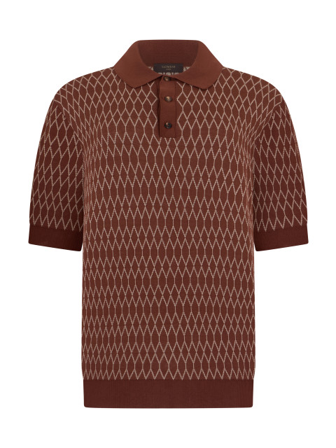 Brown cotton polo with short sleeves