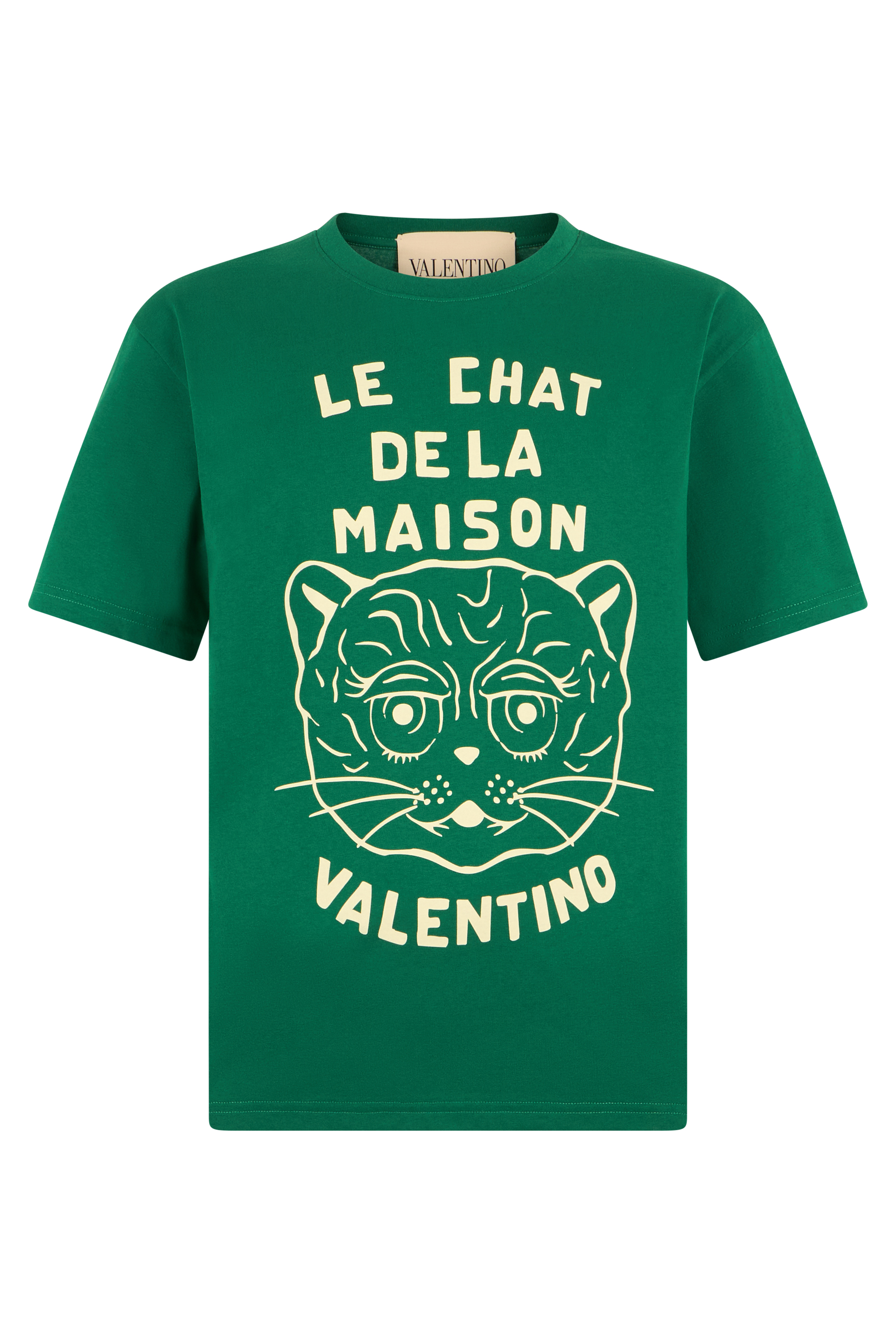 Green cotton T-shirt with graphic print