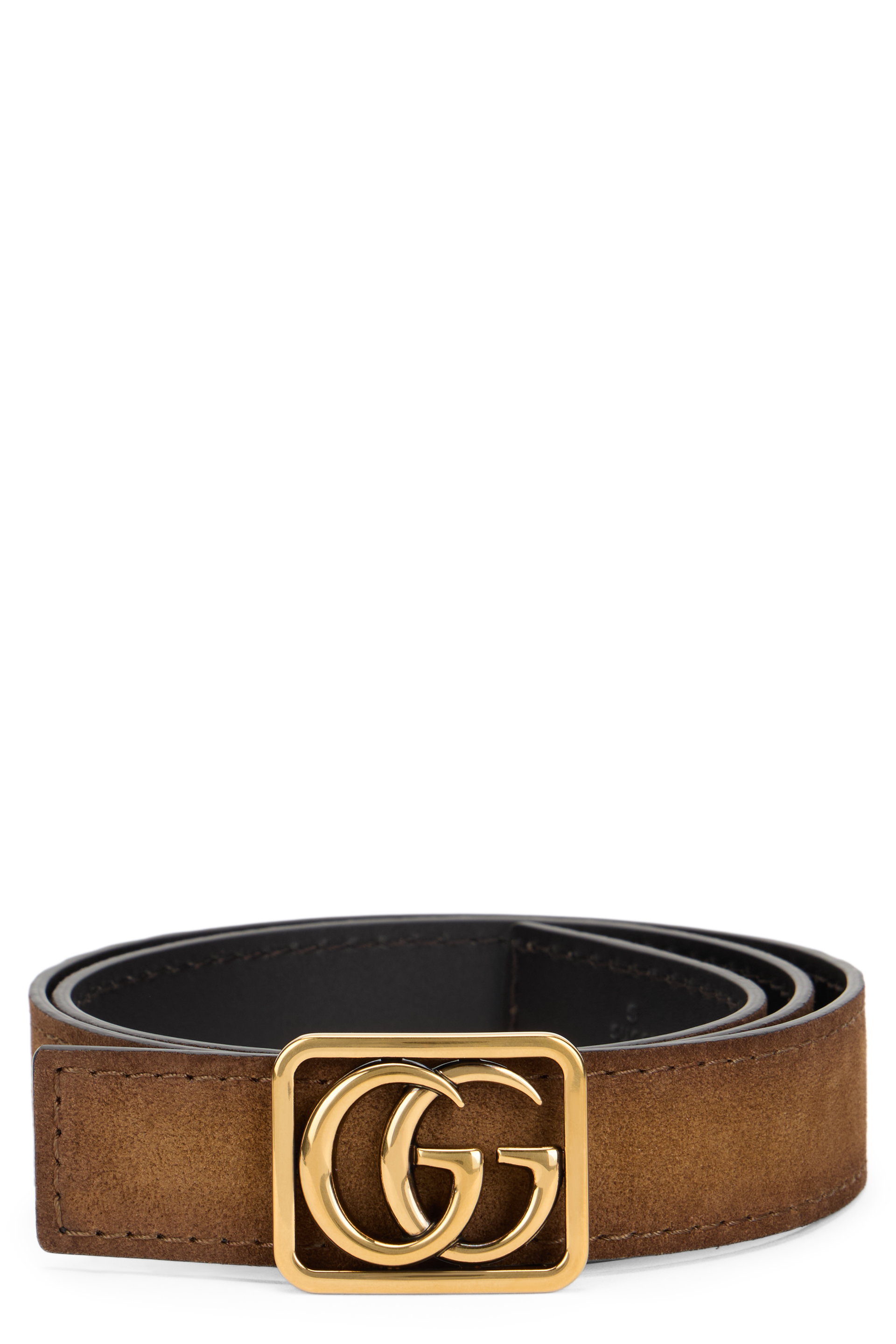 Reversible Belt Double G in Leather and Suede