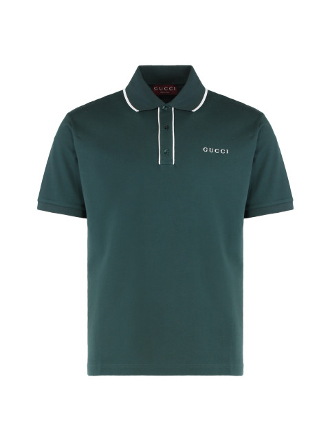 Piqué cotton polo with embroidery