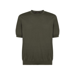Crew neck sweater in cotton and silk