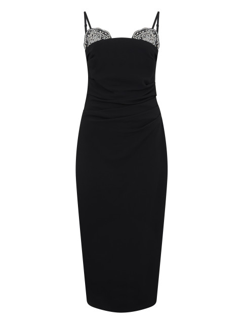 Slim midi dress with rhinestones