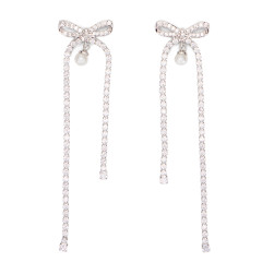 Bow earrings with crystal drop