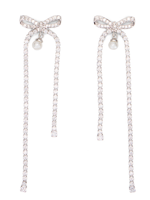 Bow earrings with crystal drop