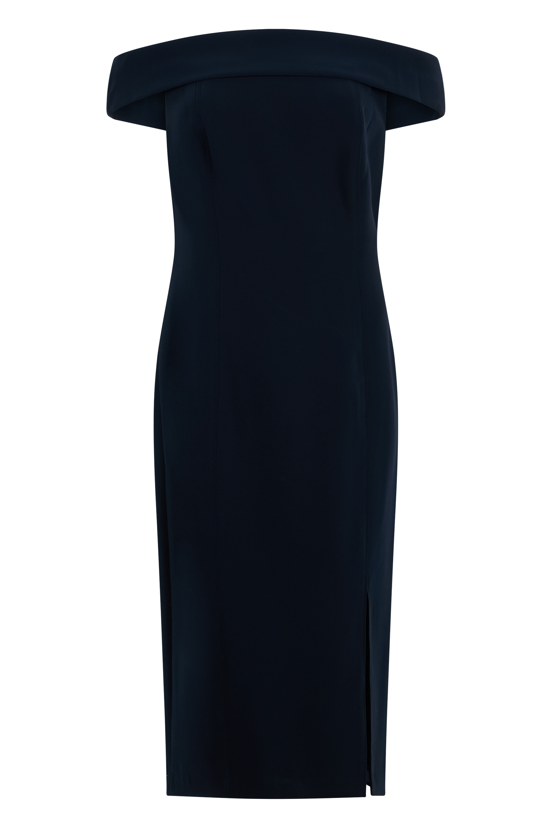 Midi dress with exposed shoulders