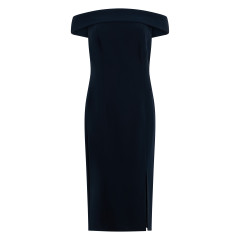 Midi dress with exposed shoulders
