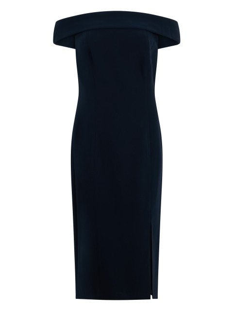 Midi dress with exposed shoulders