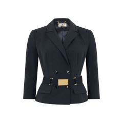 Stretch Fabric Jacket with Belt