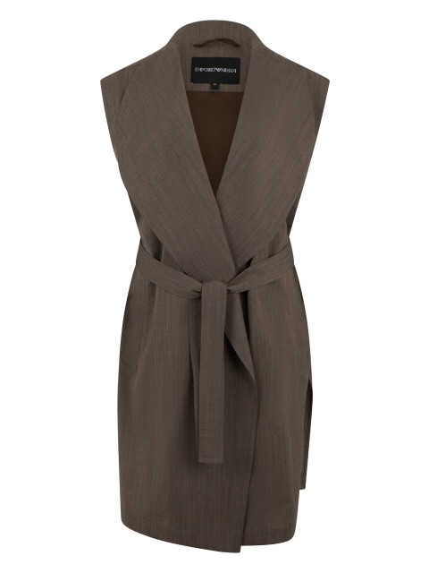 Sleeveless coat in fresh wool with belt