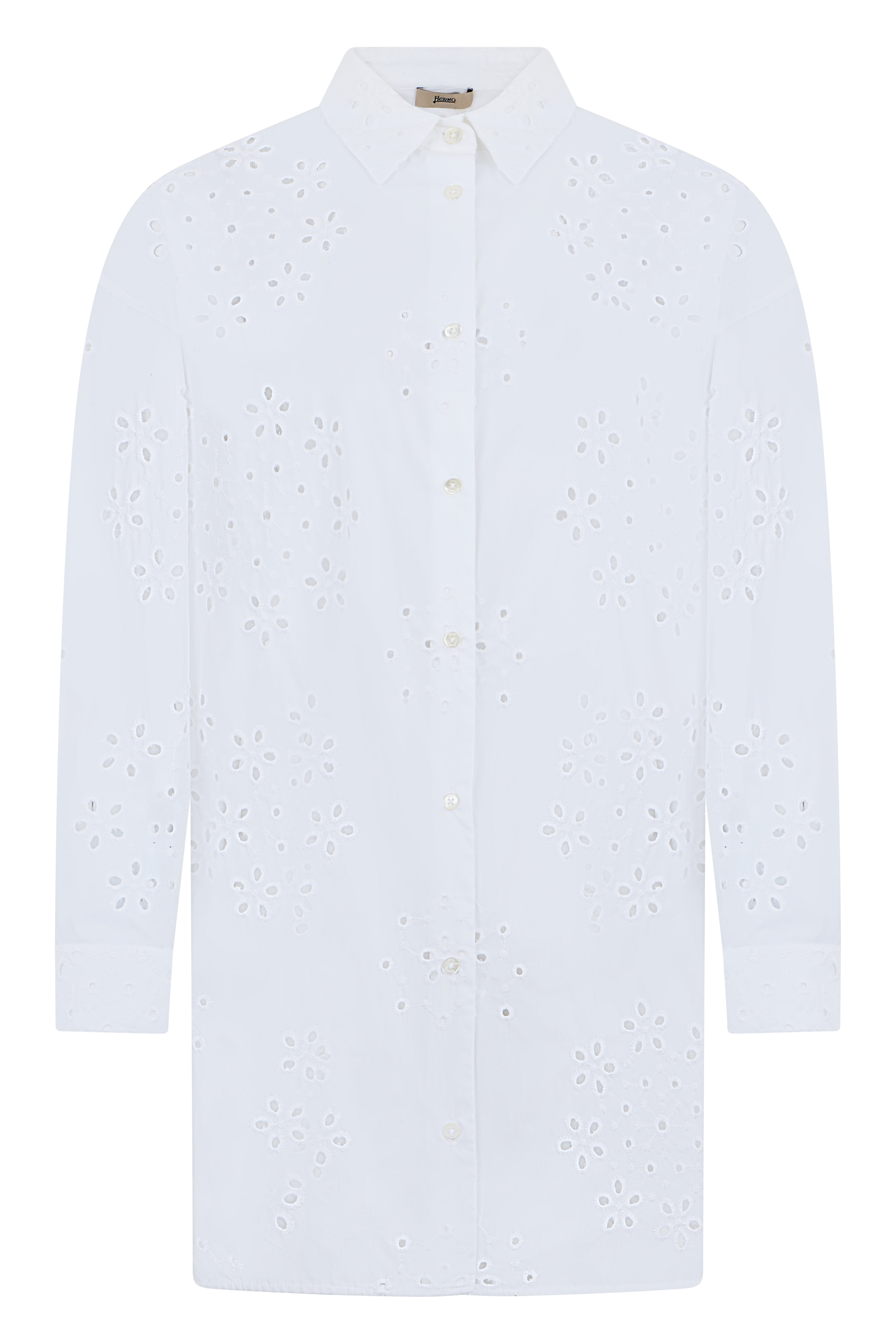 Cotton shirt with sangallo lace