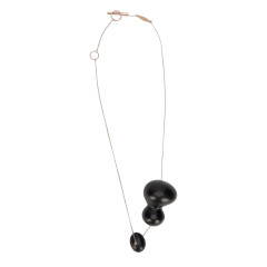 Necklace with pendant in metal and ebony wood