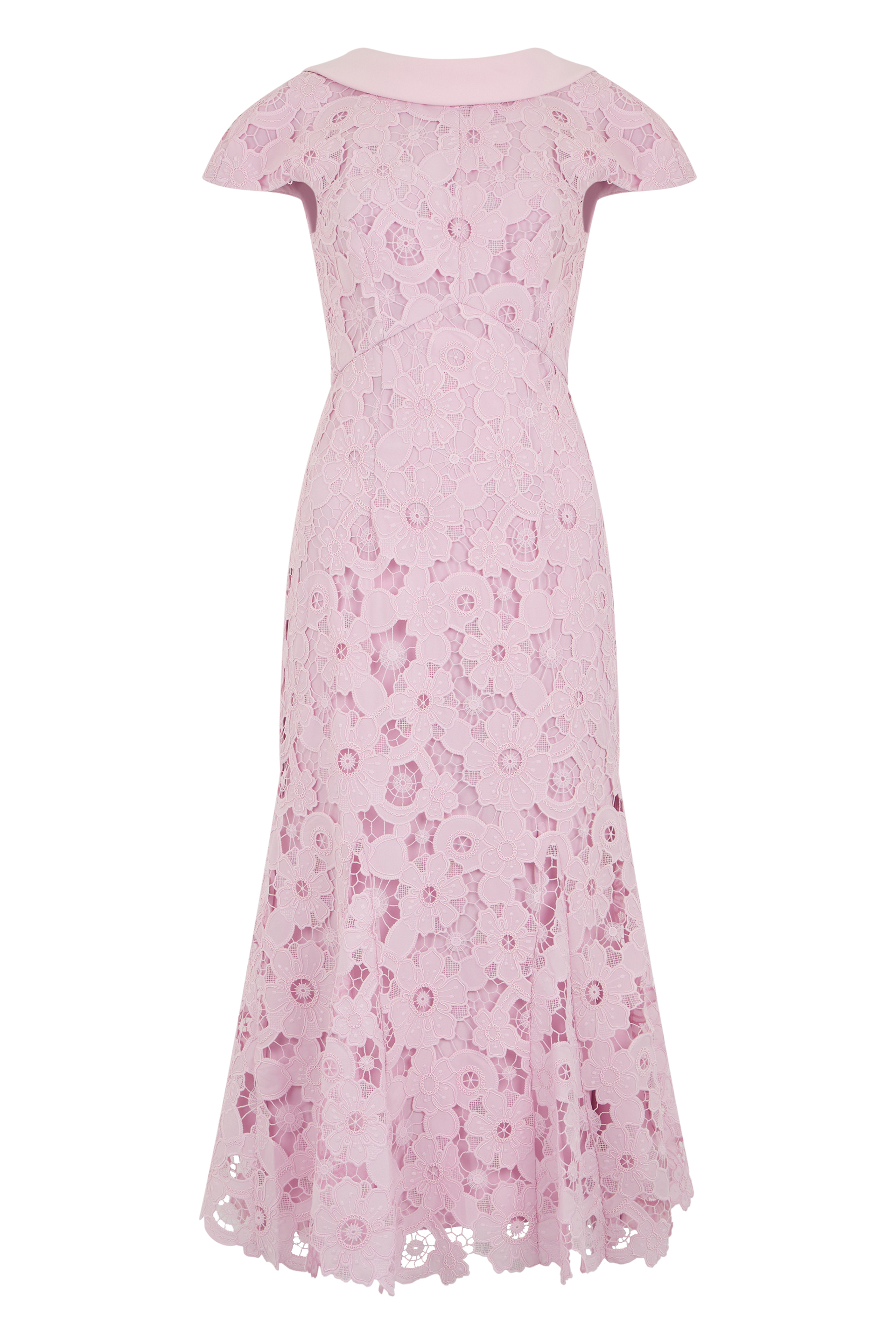 Midi lace dress with a back neckline