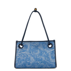 Small jacquard denim shopper bag