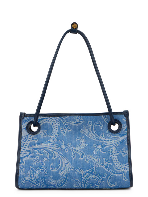 Medium shopper bag Eyes in denim jacquard