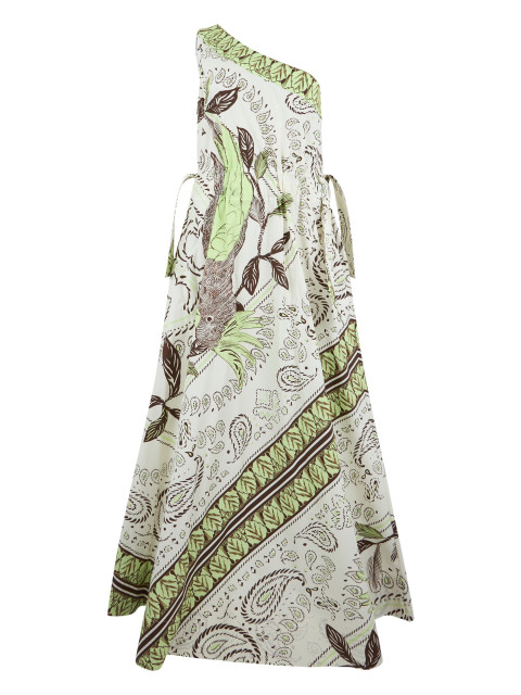 One-shoulder dress with floral pattern