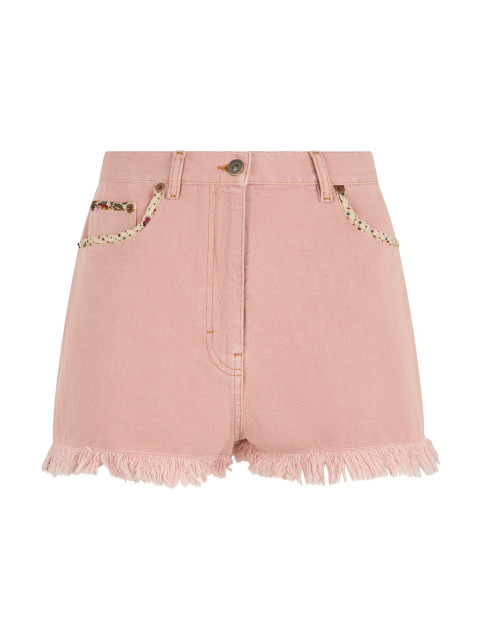 Denim shorts with fringes