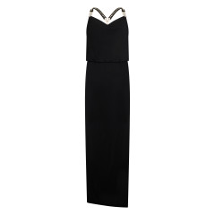 Long black dress with jewel straps