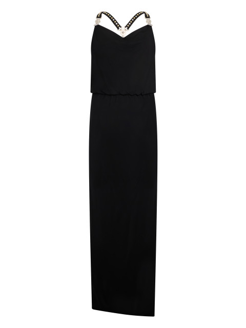 Long black dress with jewel straps