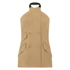 Sleeveless jacket Nuraghe in poplin wool and silk