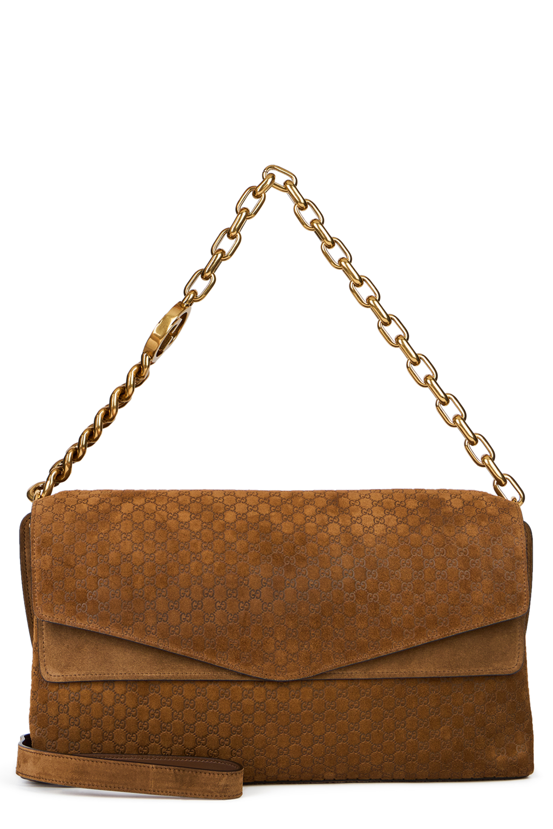 Shoulder bag in suede with large chain