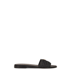 Slider sandals in leather with crochet details