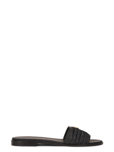 Slider sandals in leather with crochet details
