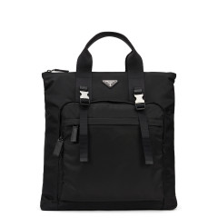 Tote bag in re-nylon and Saffiano leather