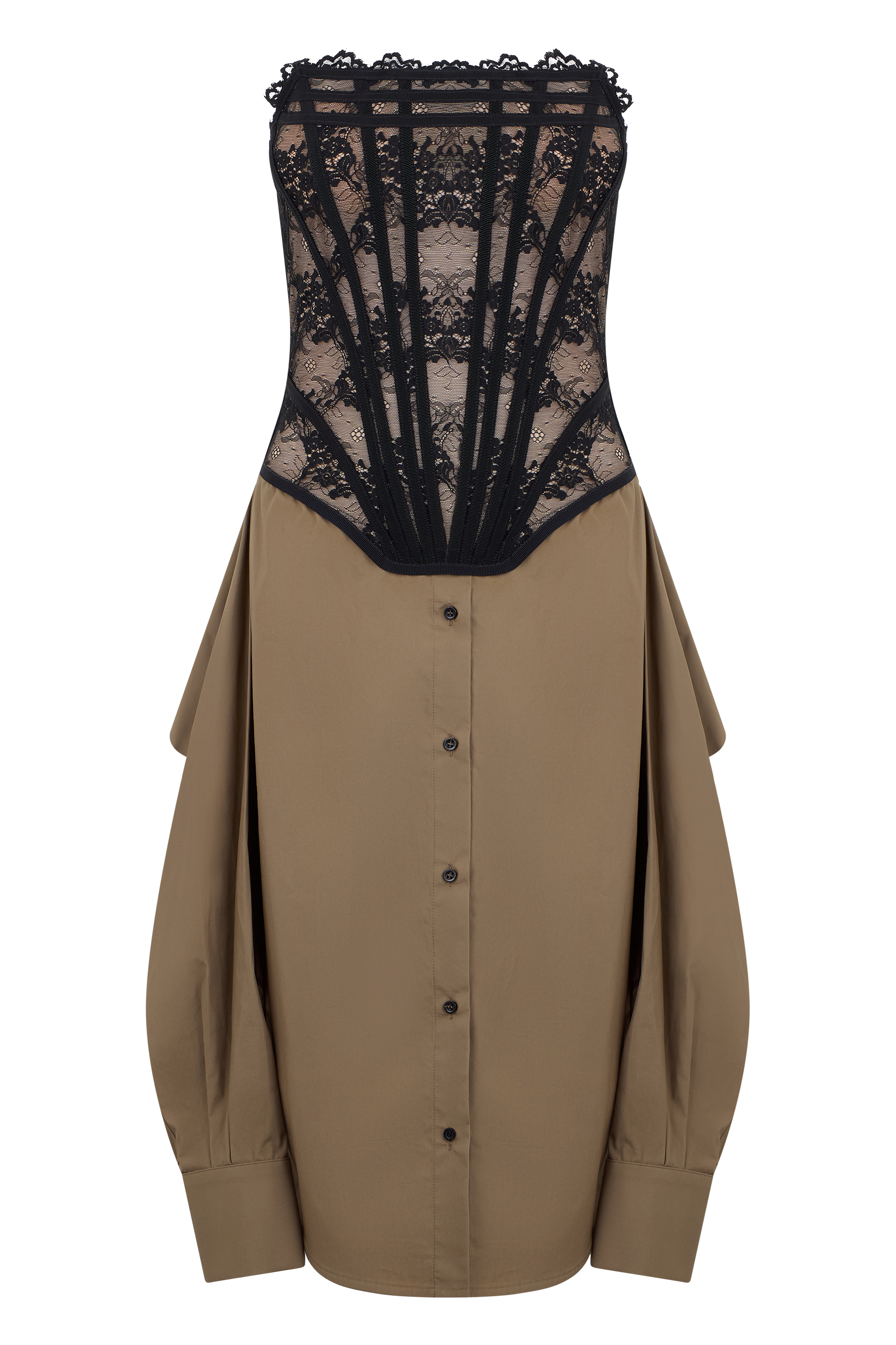 Mini dress in cotton with lace