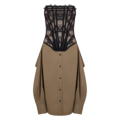 Mini dress in cotton with lace