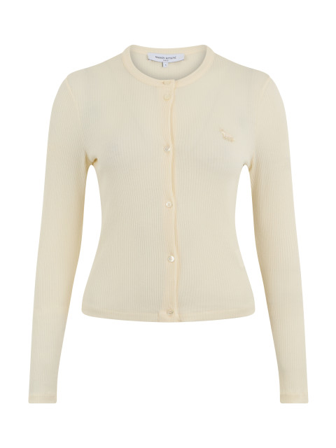 Ribbed crew neck cardigan