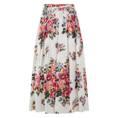 Long dress in printed poplin flower bouquet