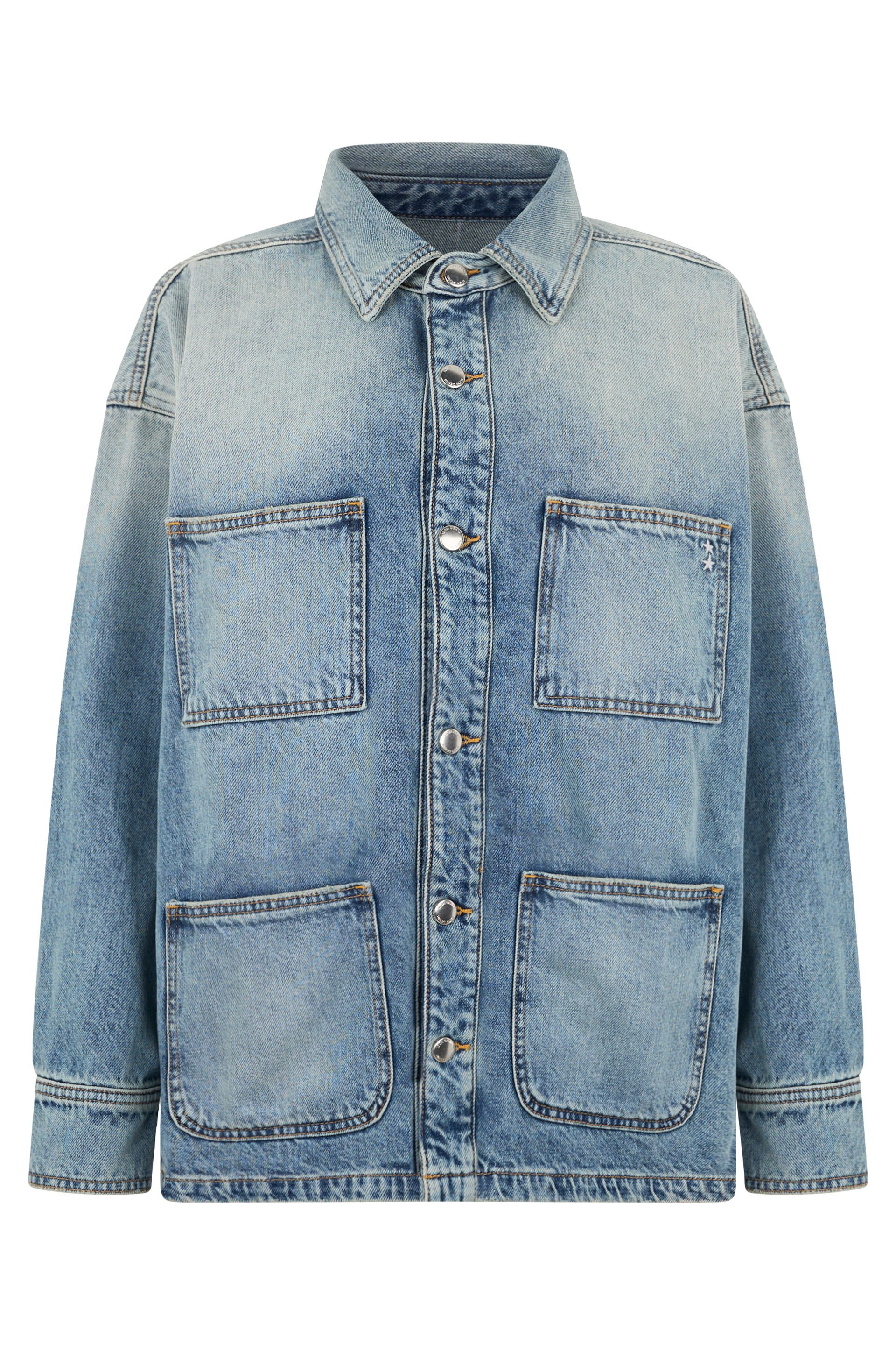 Denim jacket with patch pockets