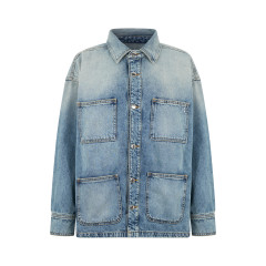 Denim jacket with patch pockets