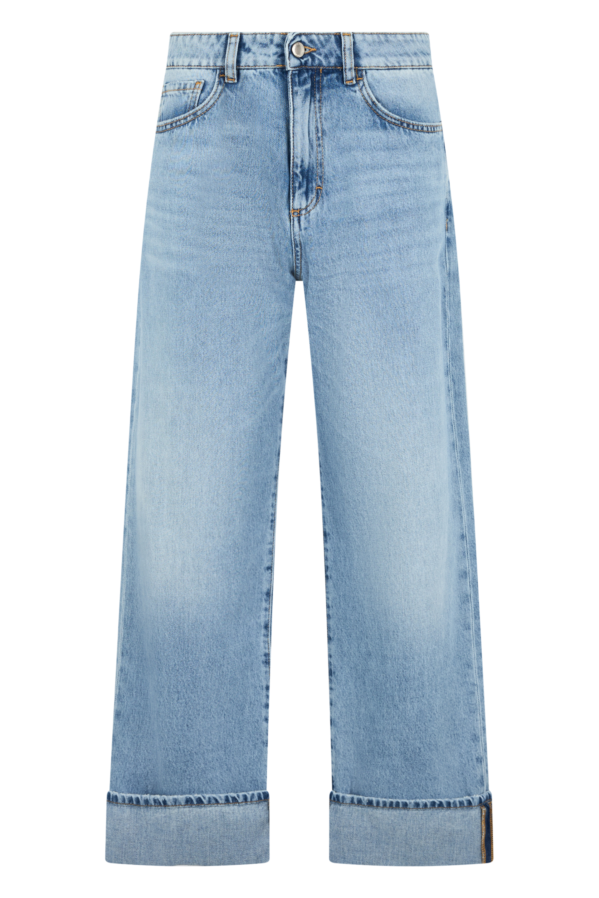 Denim jeans with straight cut and cuff