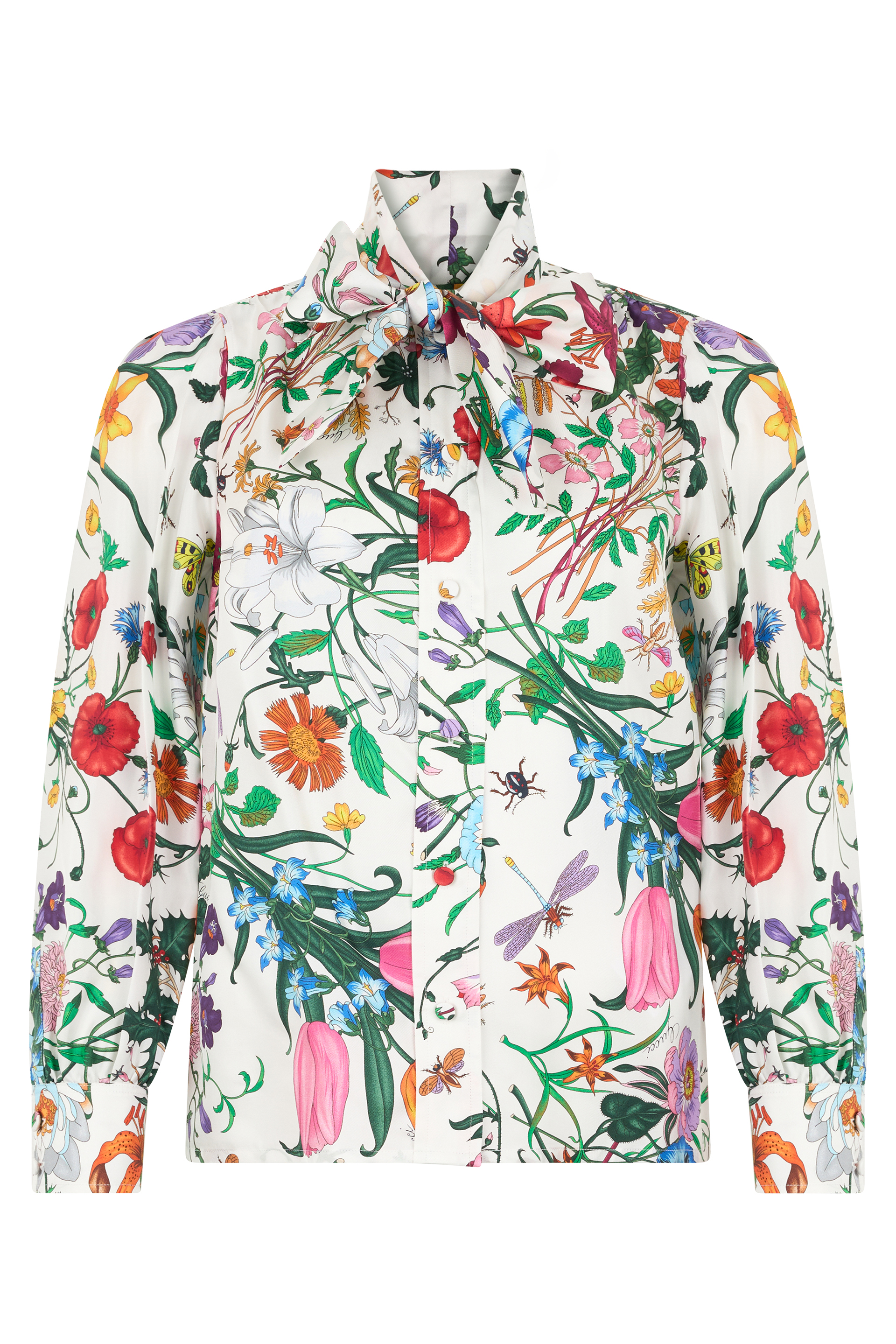Silk twill shirt with floral print
