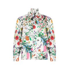 Silk twill shirt with floral print