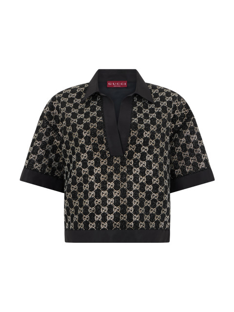 Top in tweed lamé with rhinestones