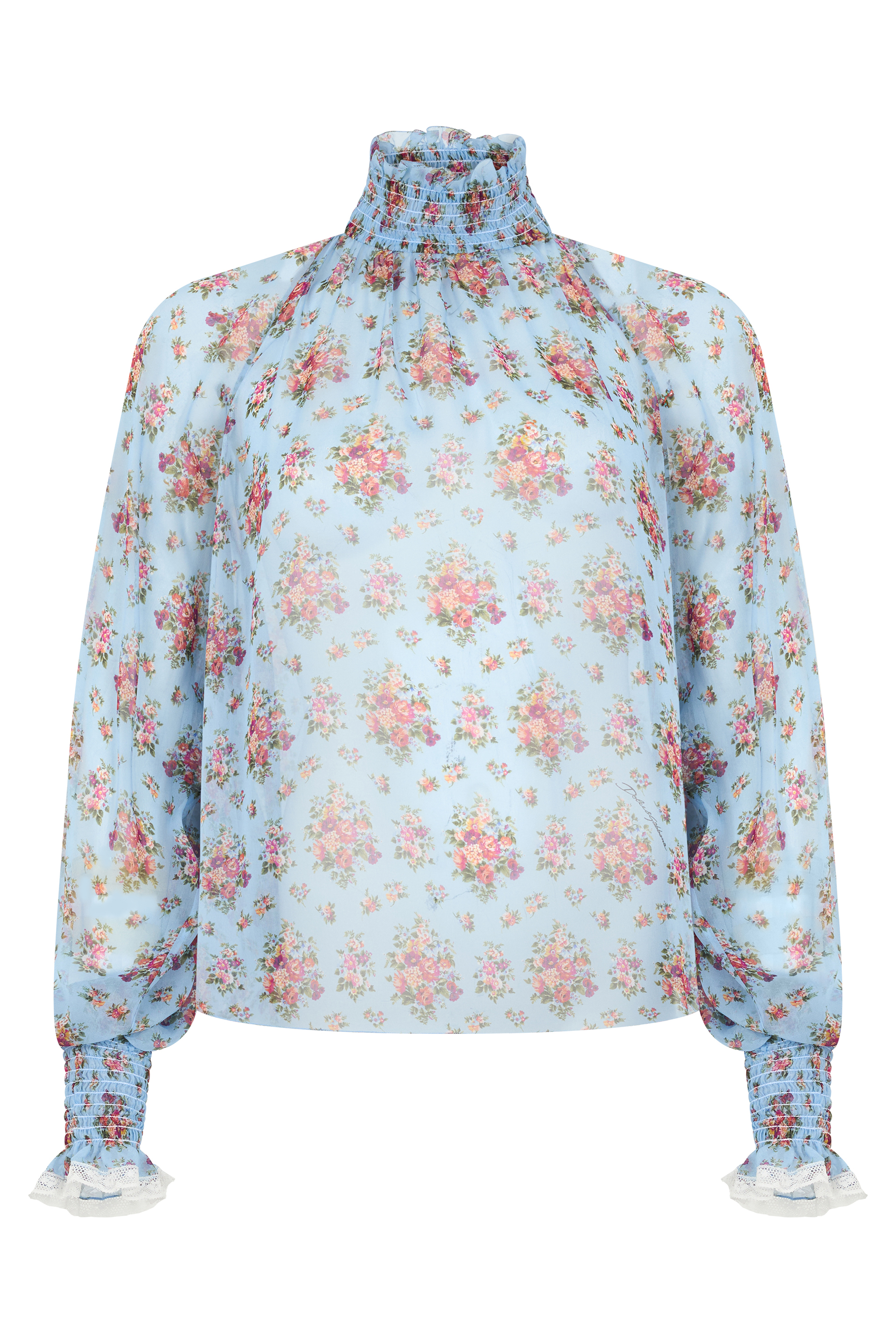 Shirt in mixed silk fabric with floral print