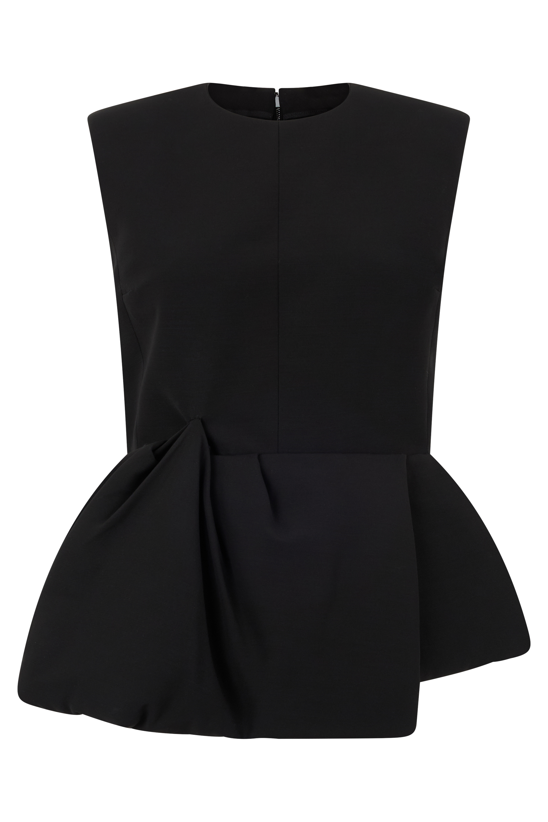 Top with peplum in wool and silk