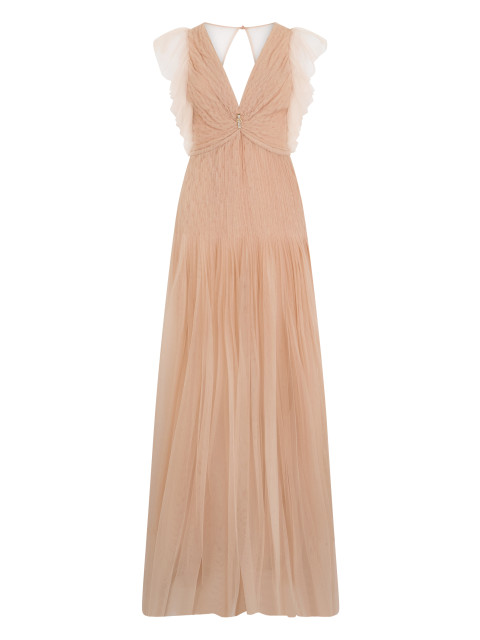 Long dress with V-neck