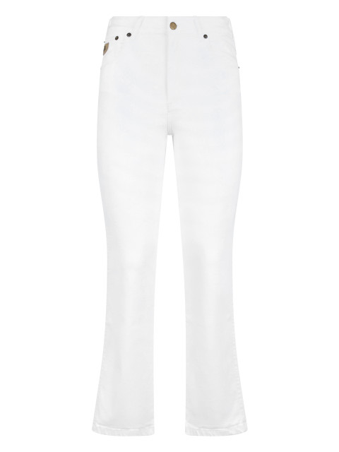 Crop denim pants in cotton blend