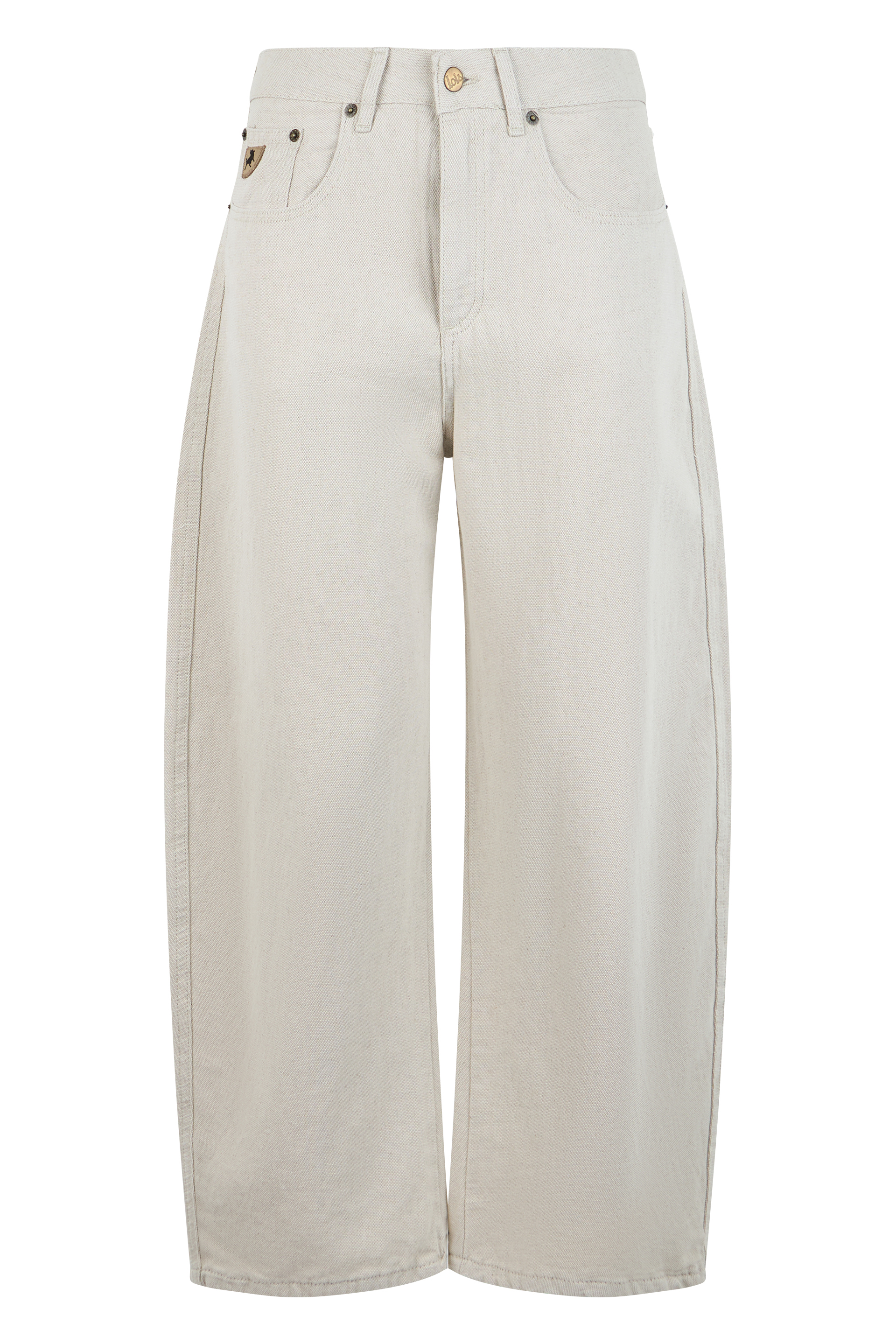 Loose jeans in cotton and linen blend