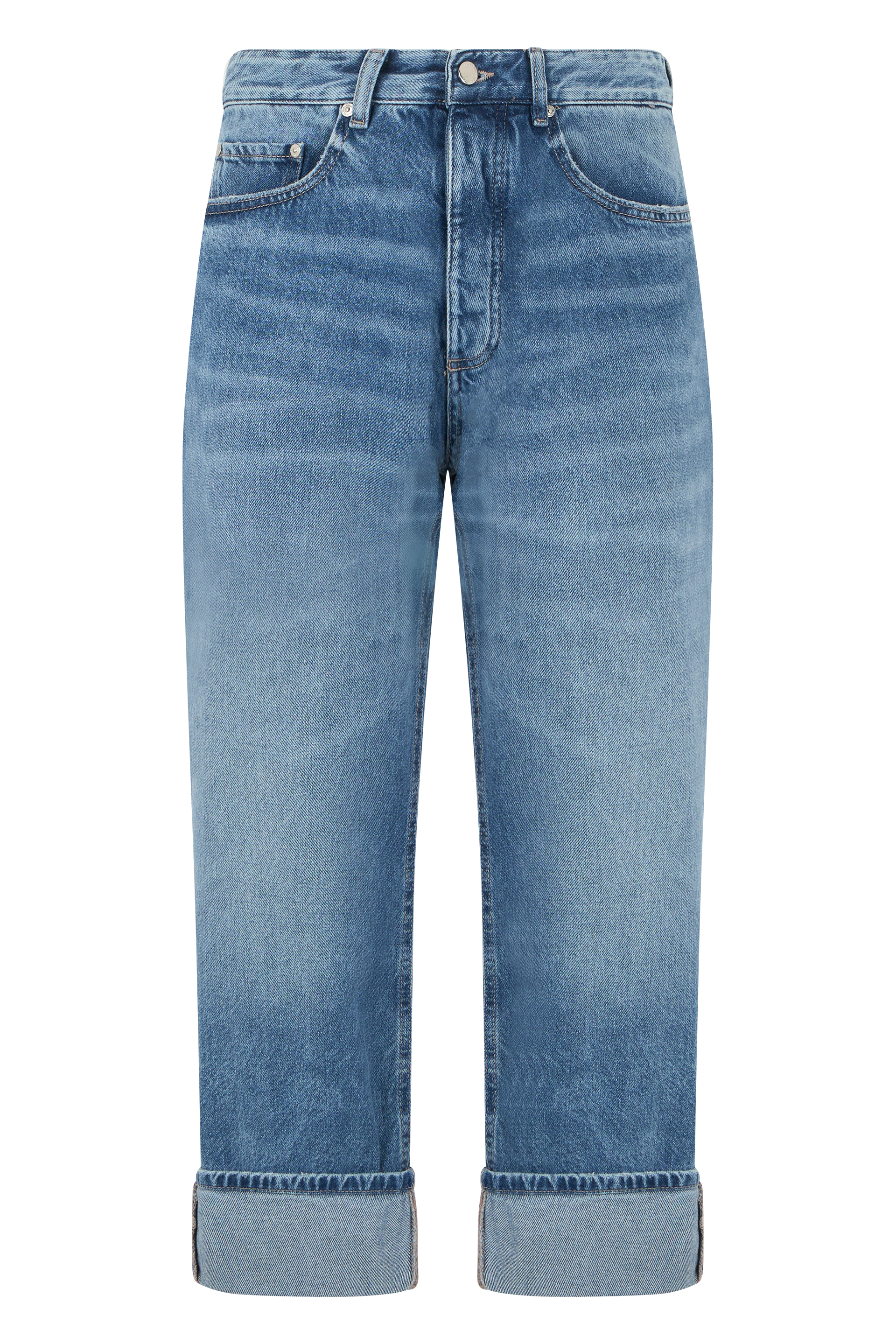 Straight jeans in cotton with cuff