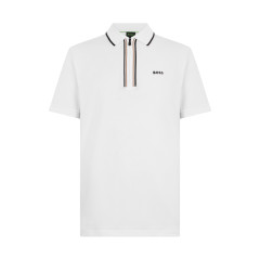 Stretch cotton polo with zip