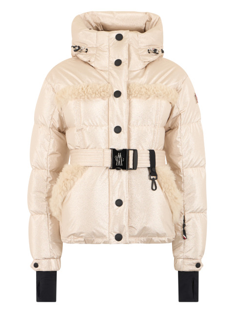 Padded ski jacket Mondim with hood and shearling detail