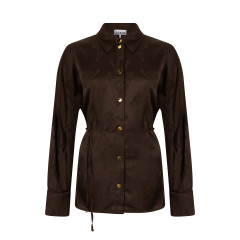 Satin shirt with jacquard effect