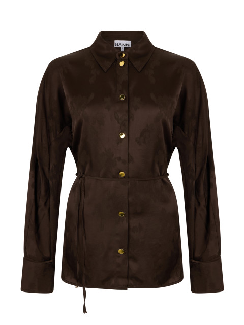 Satin shirt with jacquard effect
